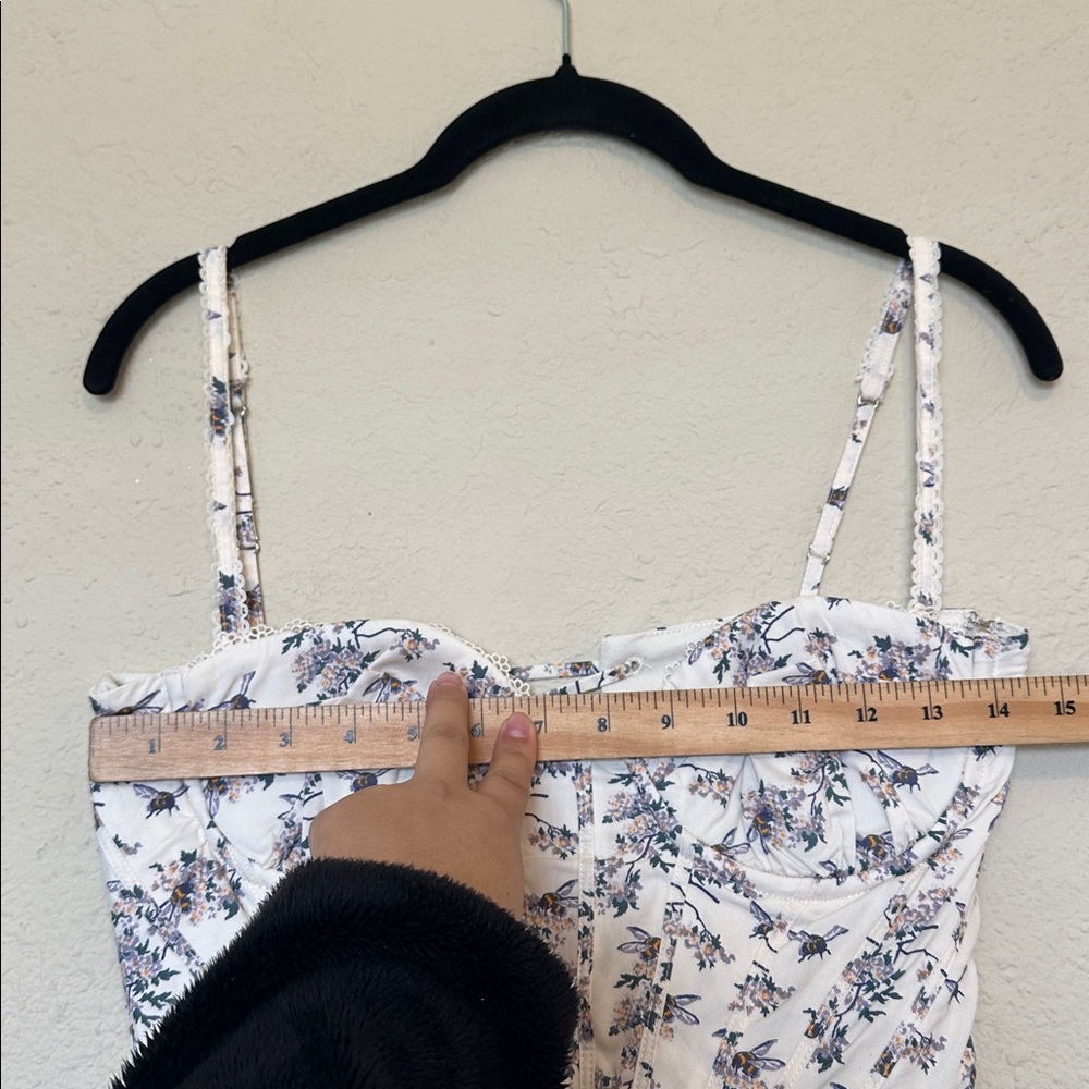 House of CB Steffani Cream stretch cotton floral print midi sundress size S A-C - Picture 9 of 10